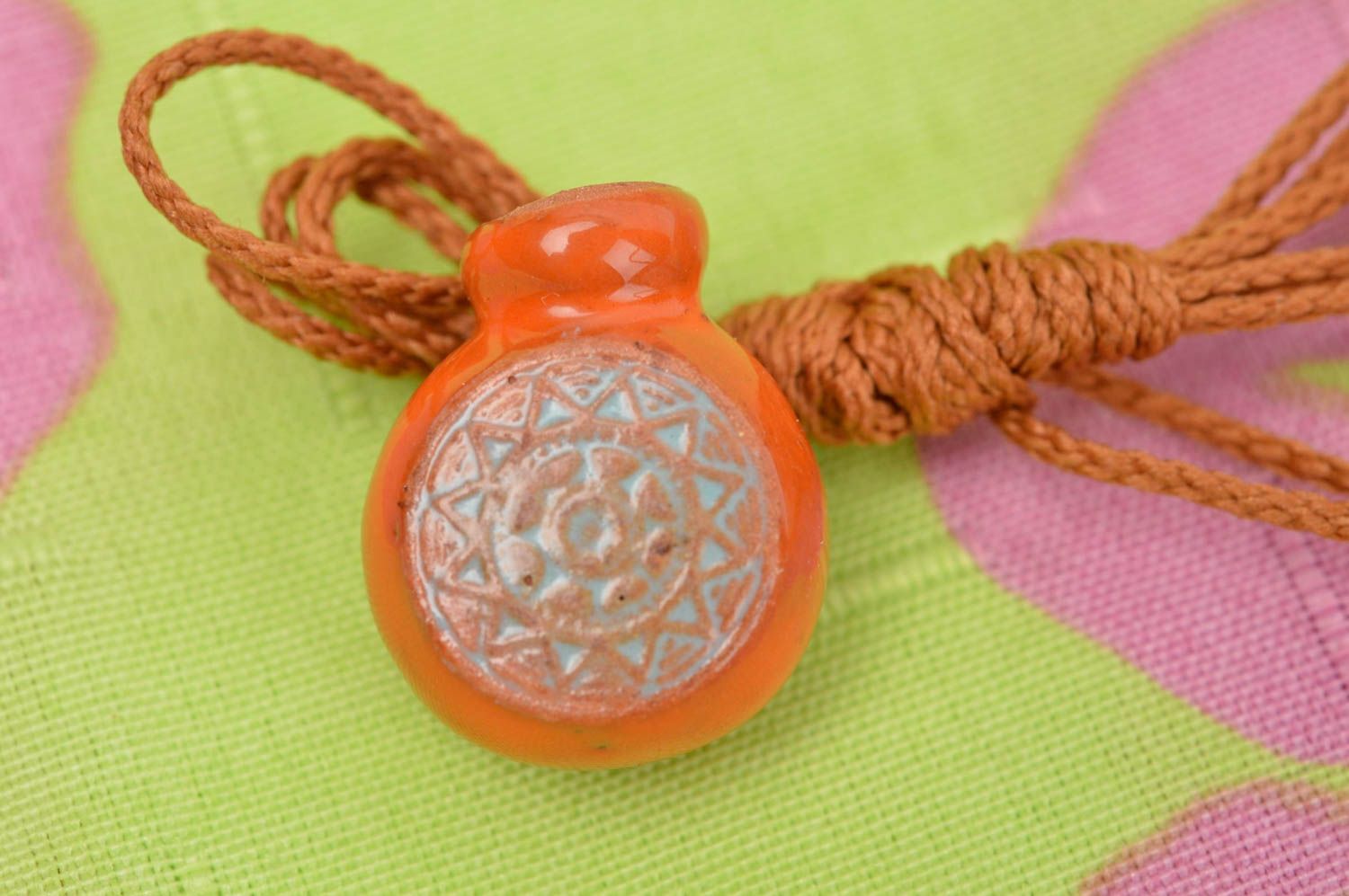 Handmade pendant designer pendant unusual aroma pendant clay accessory photo 1