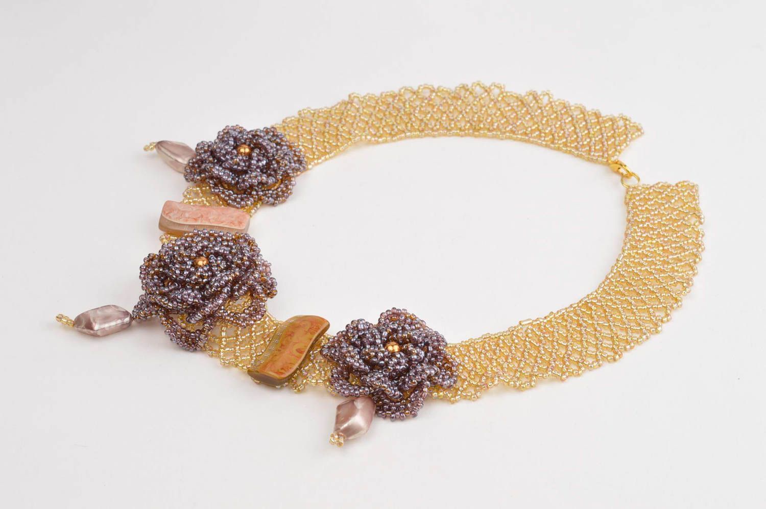 Flower necklace stylish bijouterie seed bead necklace fashion elegant necklace photo 2