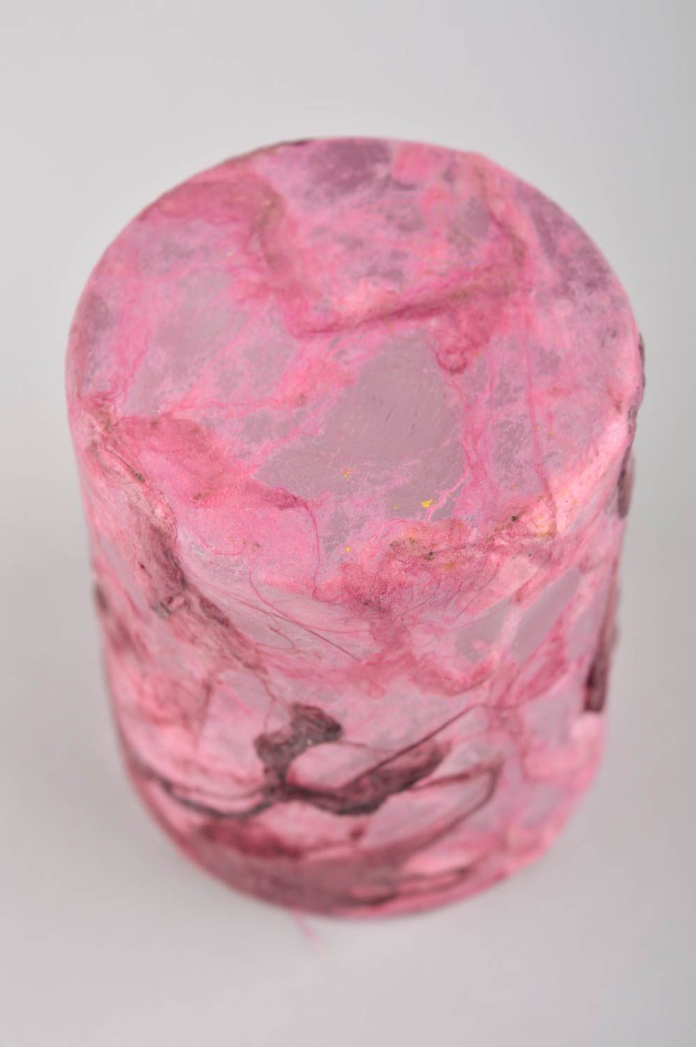 Portavelas de vidrio hecho a mano elemento decorativo regalo original color rosa foto 5
