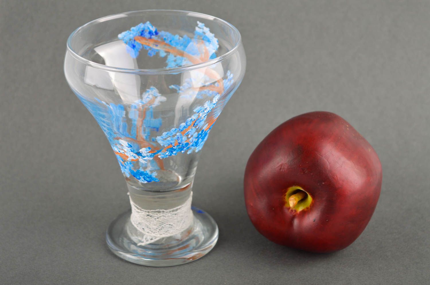 Geschirr aus Glas handmade Tisch Deko bemaltes Glas Trinkbecher aus Glas blau  foto 1