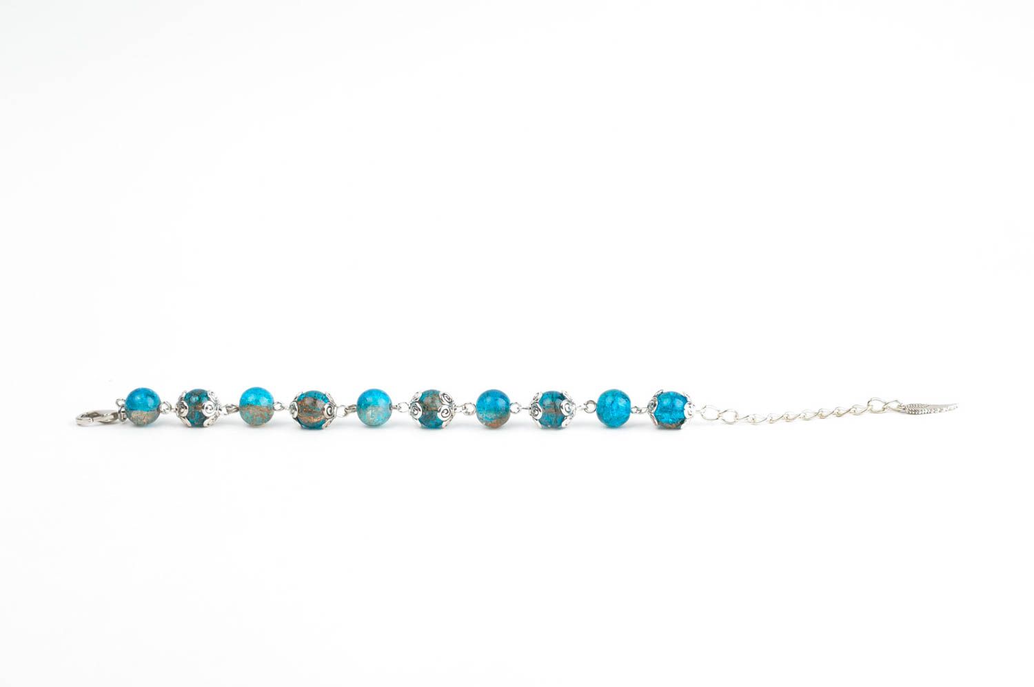Bracelet verre design Bijou fait main bleu Accessoire femme fourniture métal photo 2
