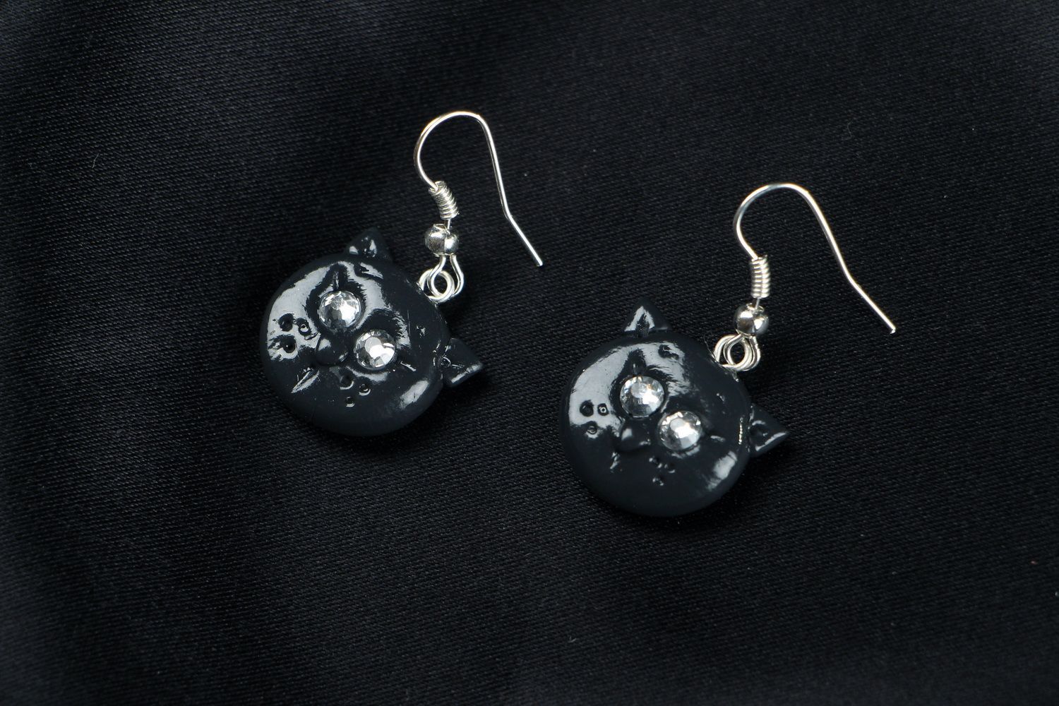 Earrings made of polymer clay Cat photo 1