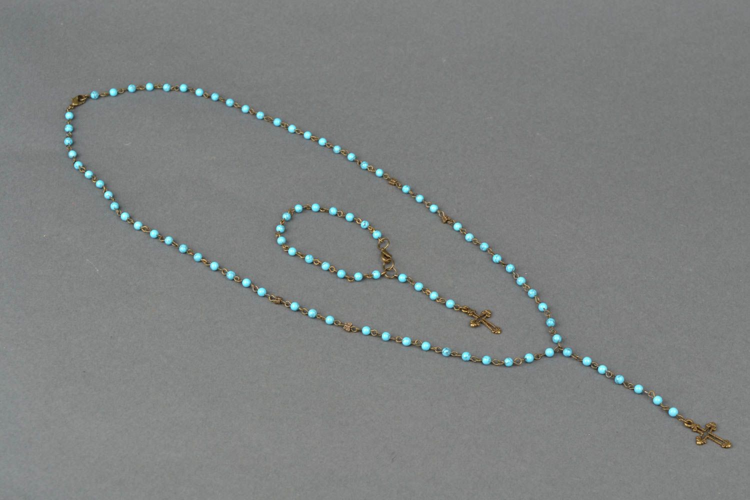 Turquoise rosary necklace and bracelet photo 4