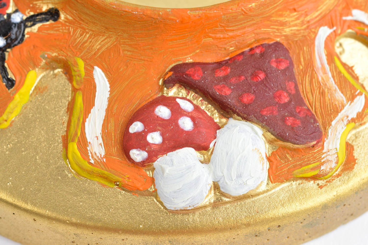 Petit Bougeoir fait main doré en plâtre avec peinture Décoration maison photo 5