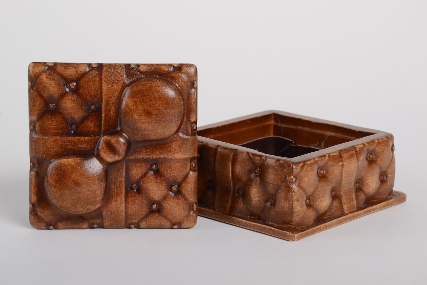 Caja de madera tallada hecha a mano decoración de interior joyero original foto 5