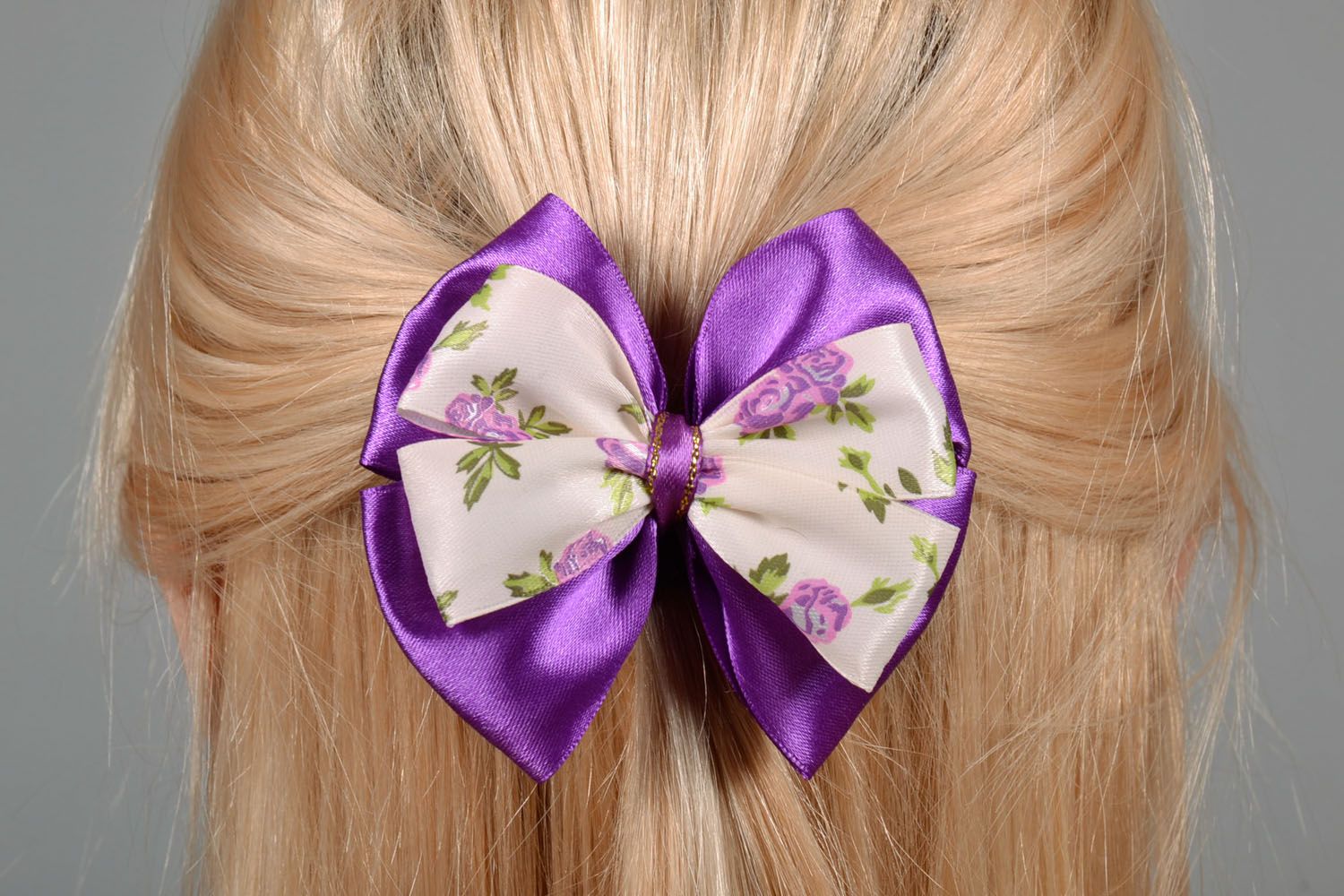 Satin bow hair clip photo 1
