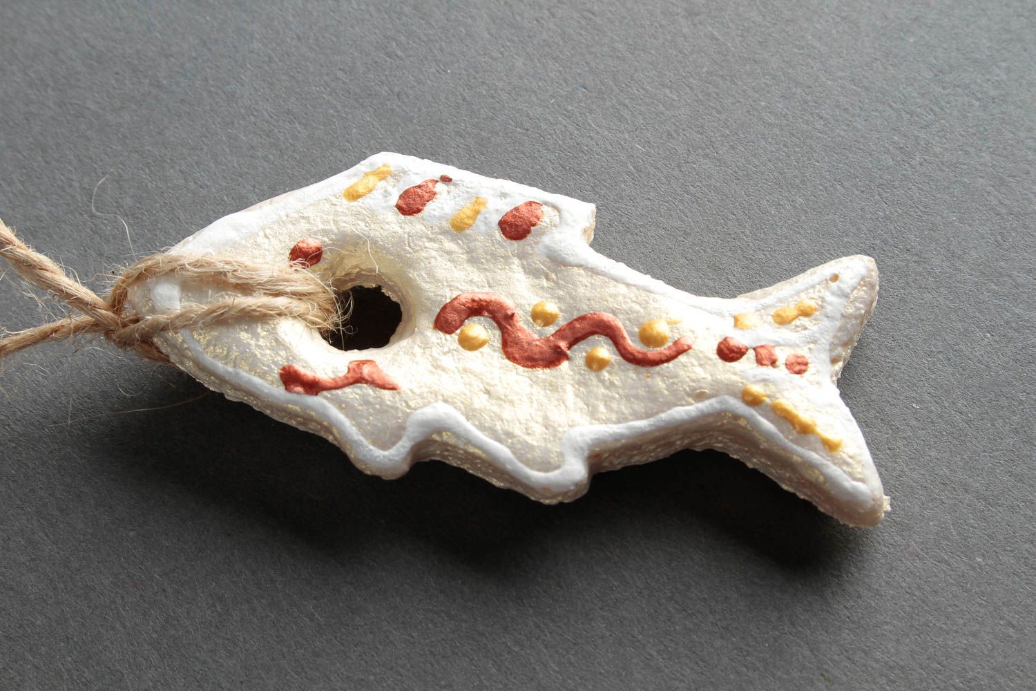 Schöne Deko für Weihnachten handmade Salzteig Figur Wohn Accessoire Fisch foto 5