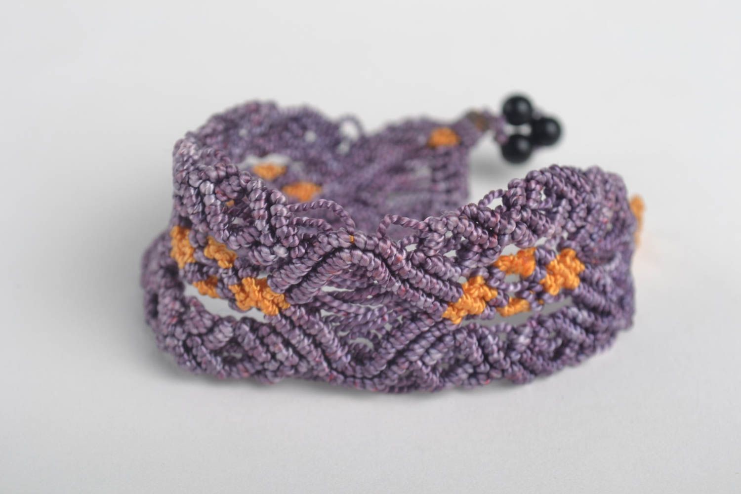 Модный браслет хэнд мэйд браслет из ниток плетеный браслет макраме фиолетовый фото 3