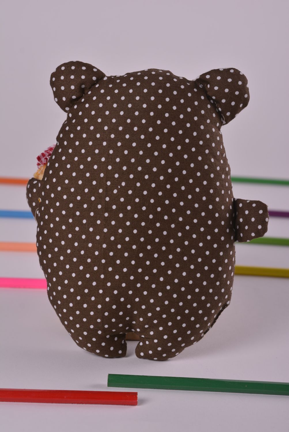 Handmade soft toy unusual textile bear toy beautiful designer soft toy photo 2