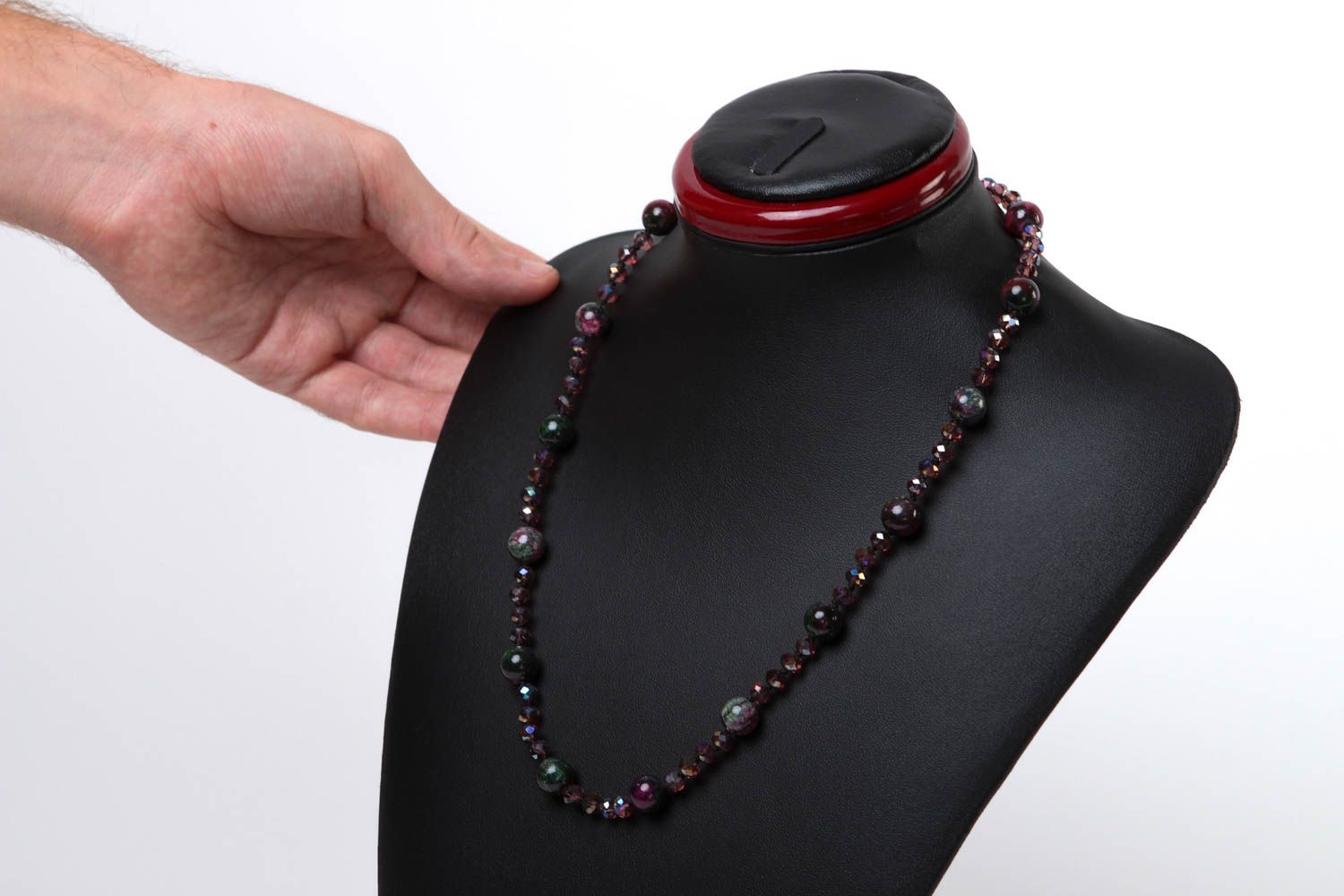 Handmade bead necklace unusual necklace with stones designer accessory photo 5