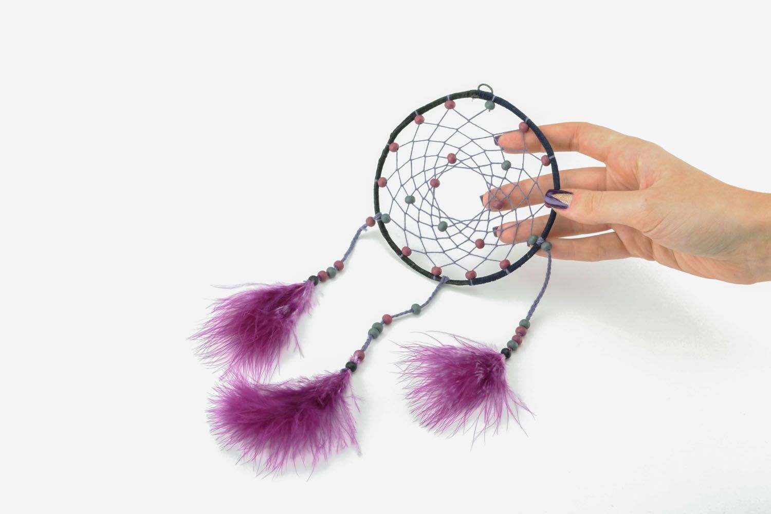 Dreamcatcher with goose and chicken feathers photo 1