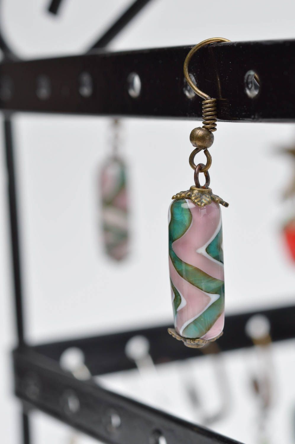 Handmade lange schöne Glas Ohrringe Accessoire für Frauen Damen Schmuck foto 1