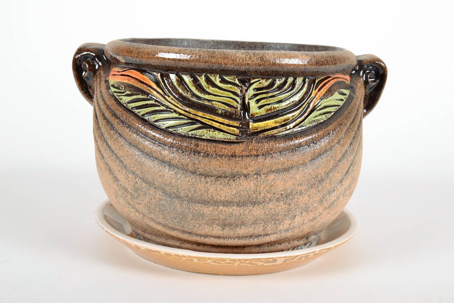 Pot de fleurs en céramique fait main style grec photo 2