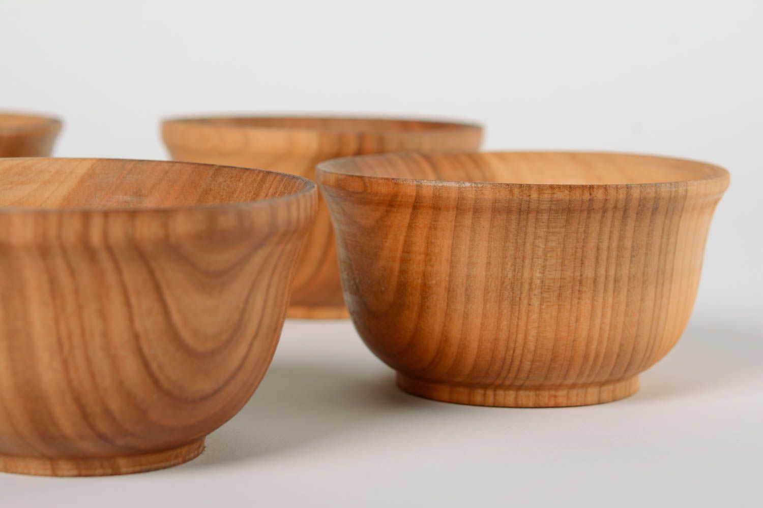 Petits bols creux en bois faits main originaux 5 pièces vaiselle écologique photo 4