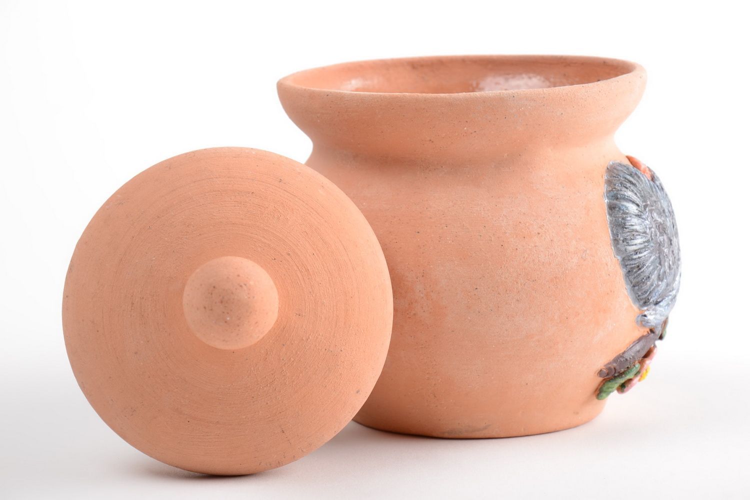 Schöne bemalte Keramik Zuckerdose mit Deckel aus Töpferton 500 ml Handarbeit foto 5