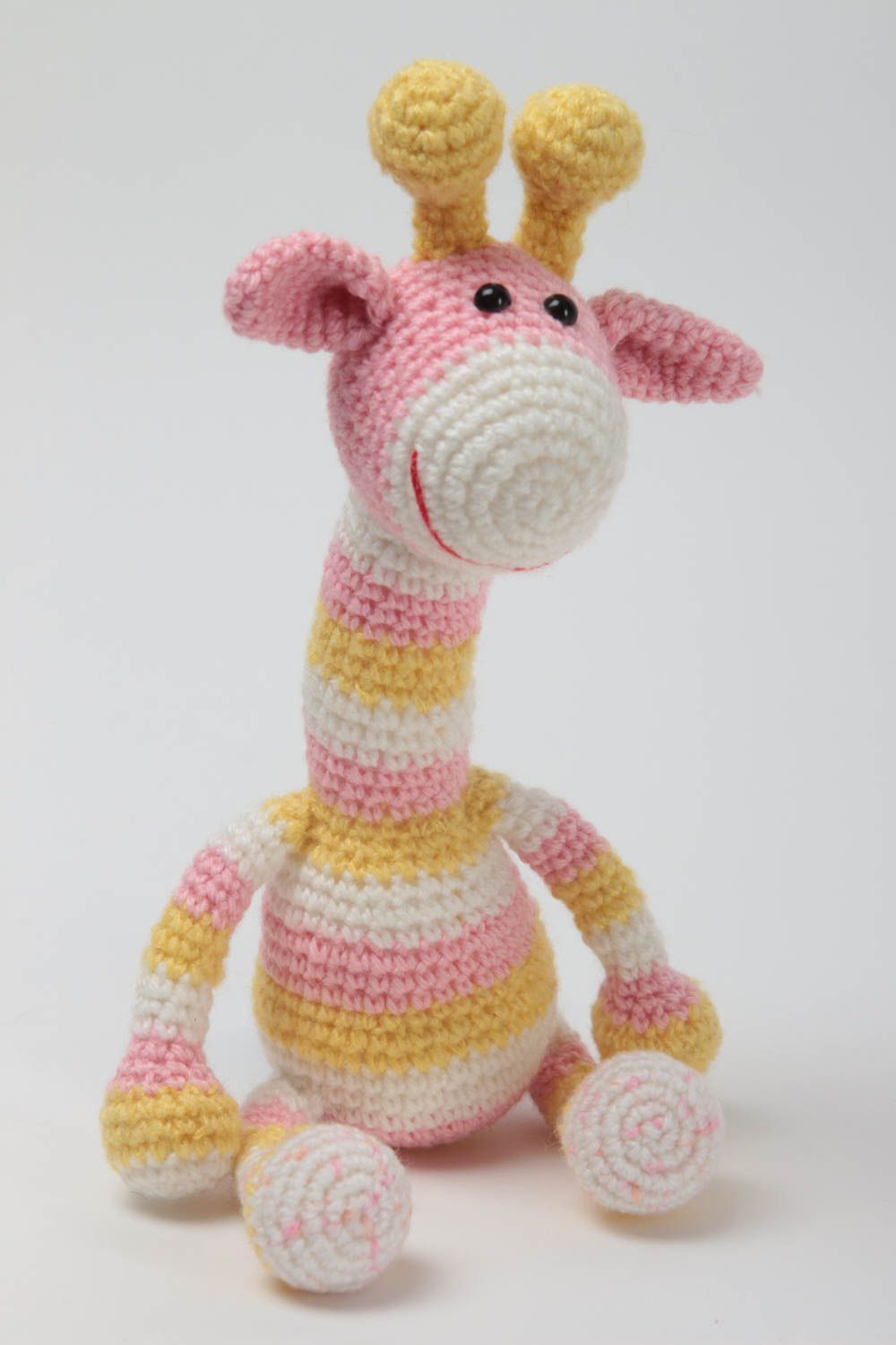 Peluche tricotée Jouet enfant fait main Cadeau original girafe décoration photo 2