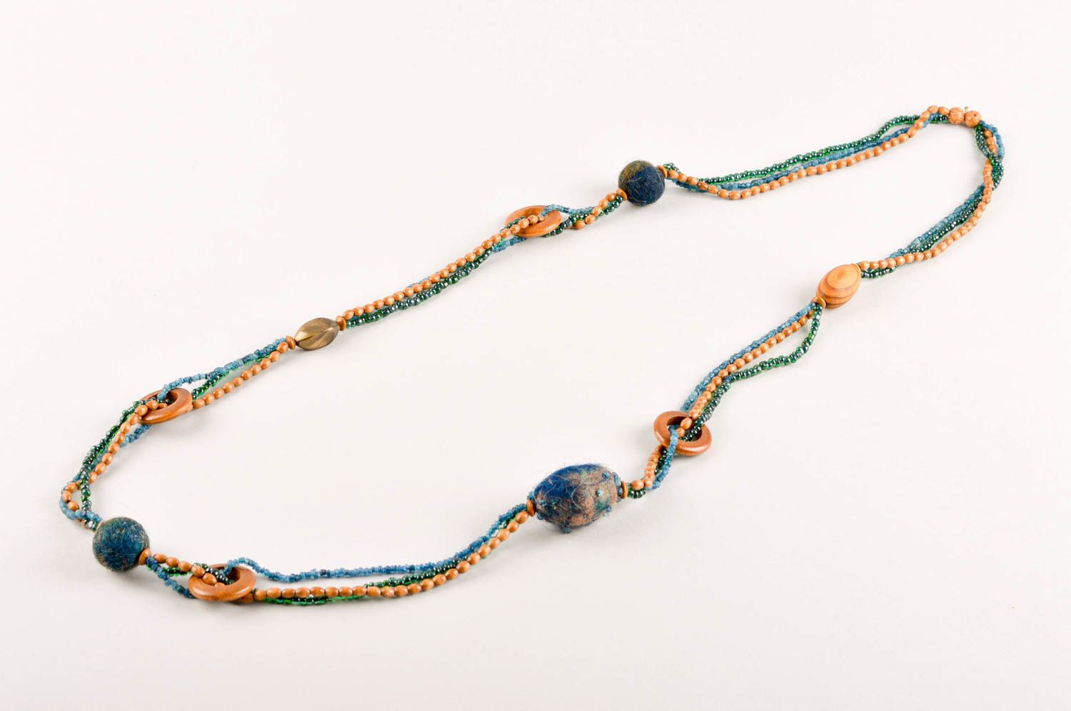 Beautiful handmade beaded necklace wooden bead necklace design wood craft photo 5