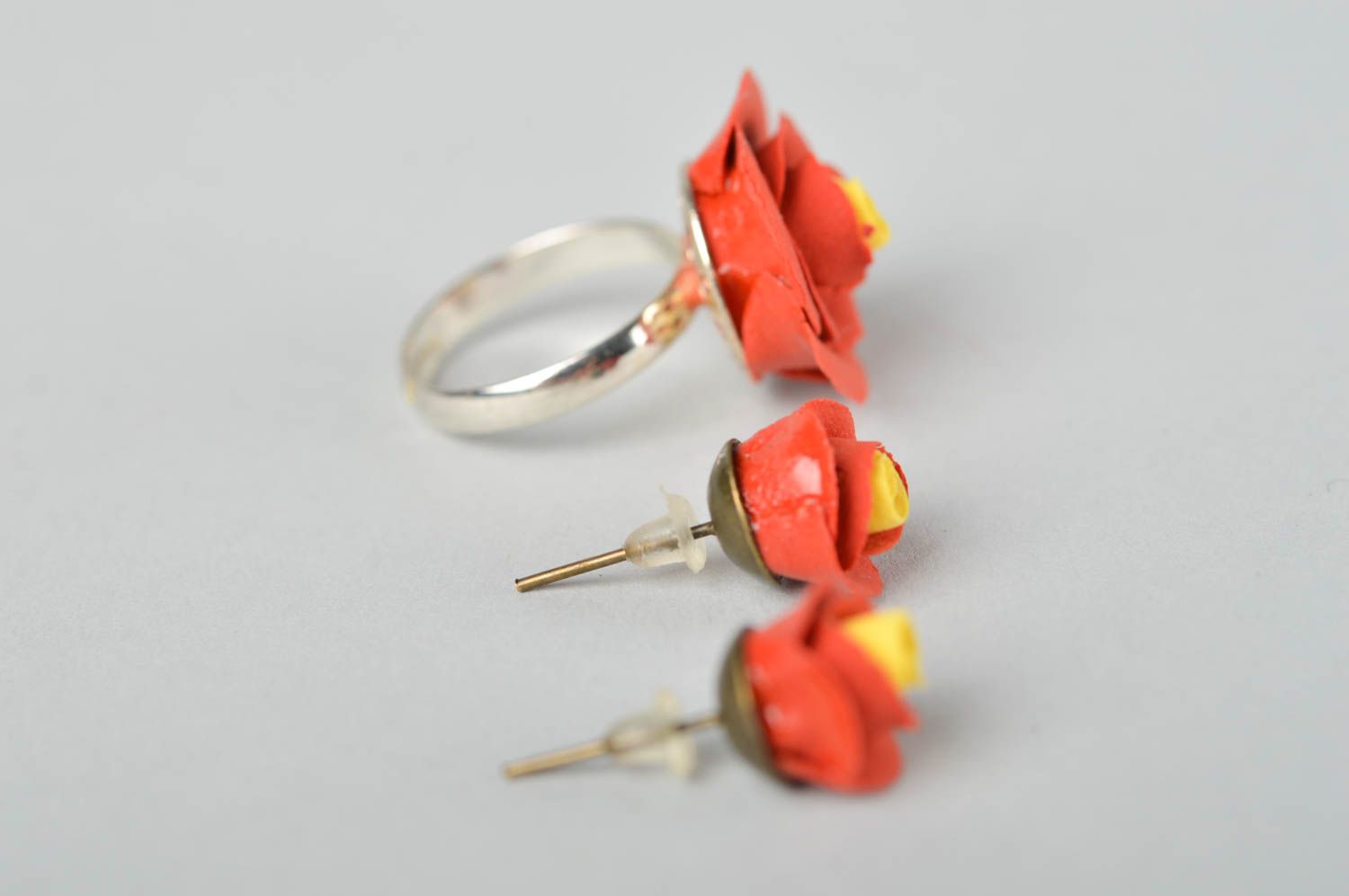 Handmade Ohrringe Juwelier Modeschmuck Blumen Ring Geschenk für Frauen Rosen foto 2