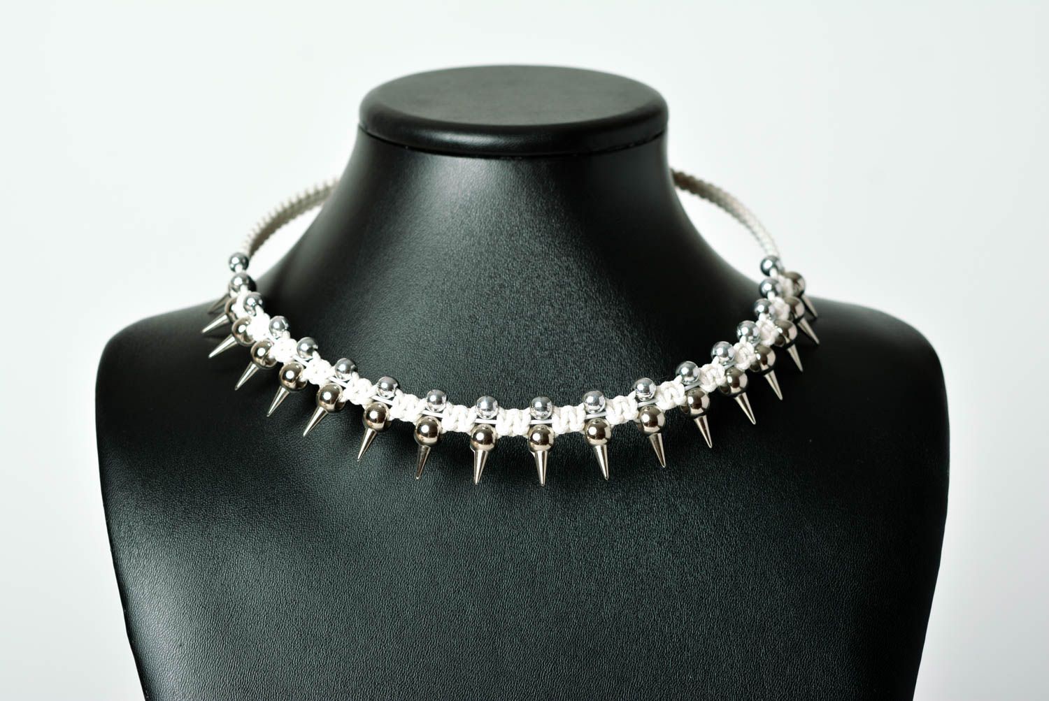 Spike necklace handmade necklace macrame necklace handmade elegant jewelry  photo 2