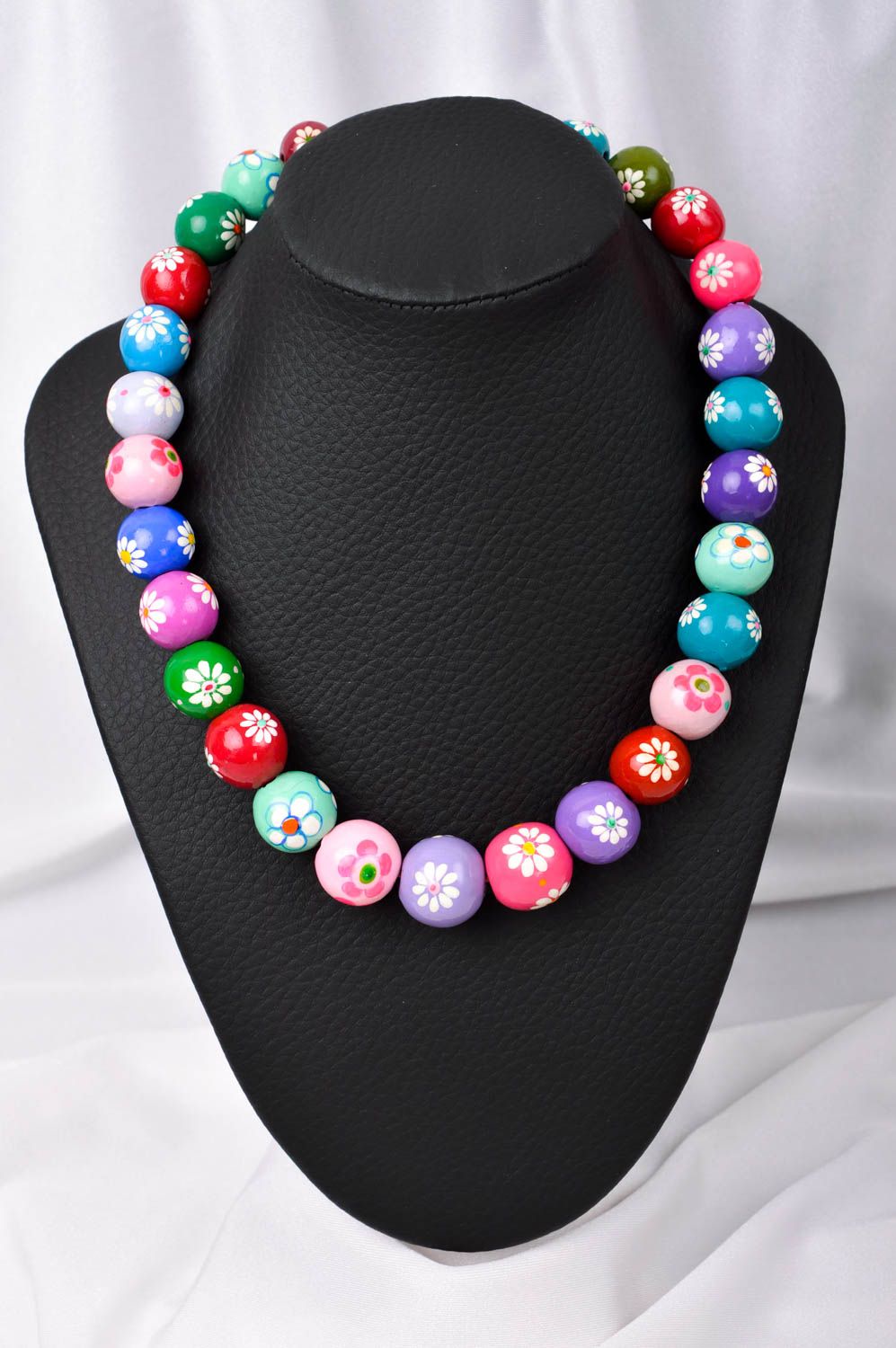 Collier multicolore Bijou fait main perles en argile design floral Cadeau femme photo 1