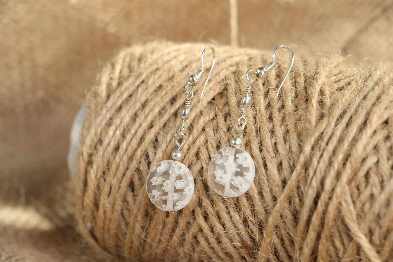 Handmade glass earrings photo 3