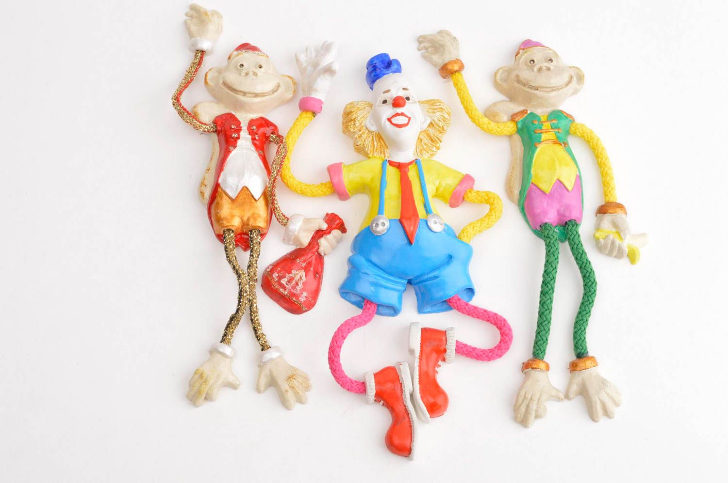 Handmade Magnete Set Gips Dekoration Designer Geschenk 3 Stück Souvenir Clowns foto 2