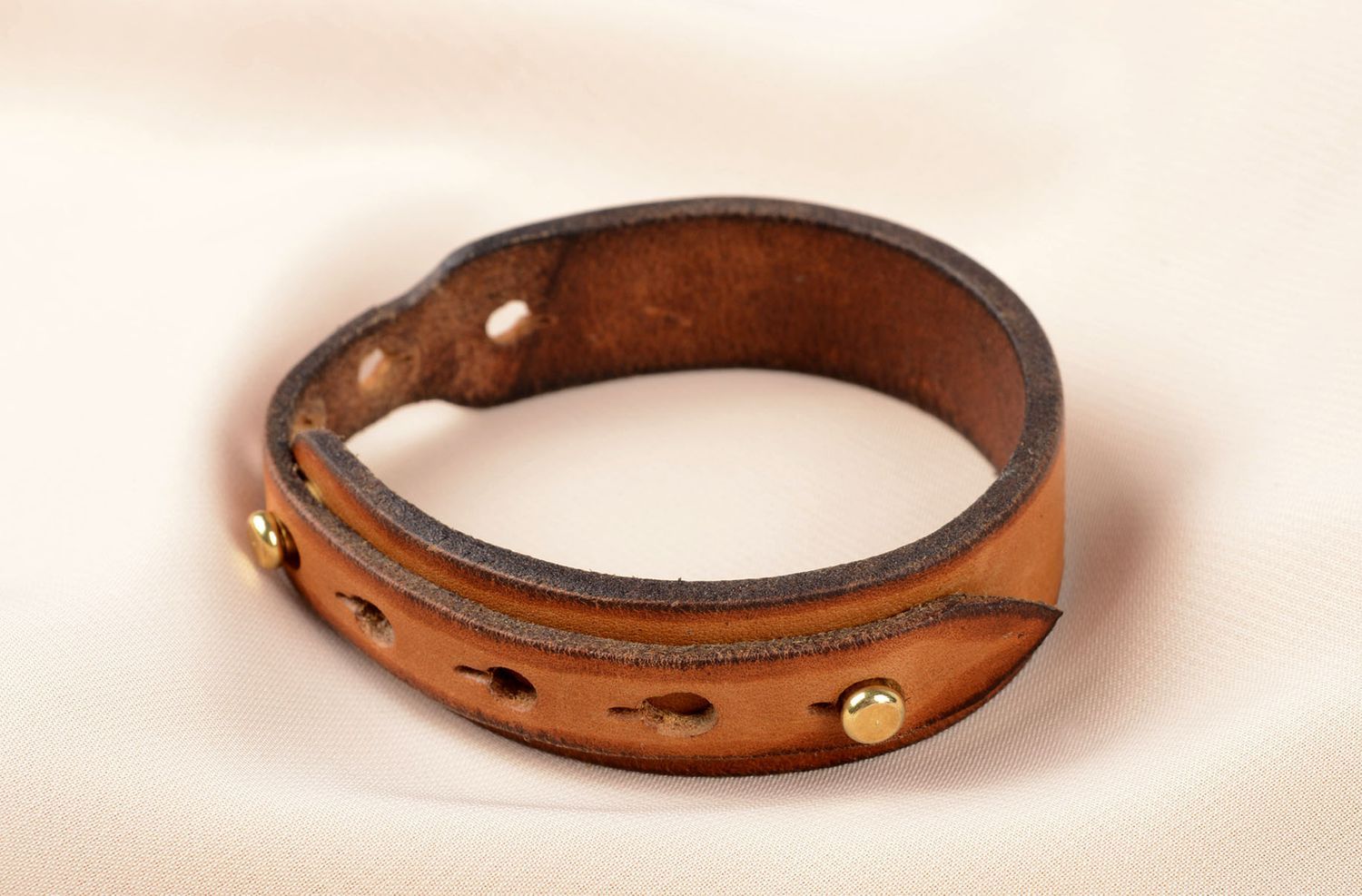 Handmade leather jewelry wide leather bracelet designer bracelet leather goods photo 5