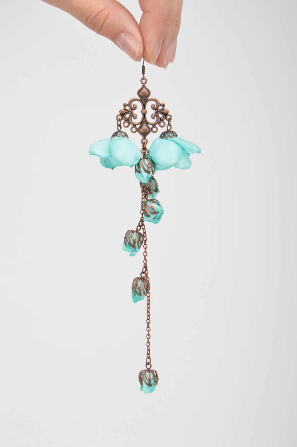 Designer metal earrings handmade earrings with pendants unusual gift for women photo 2
