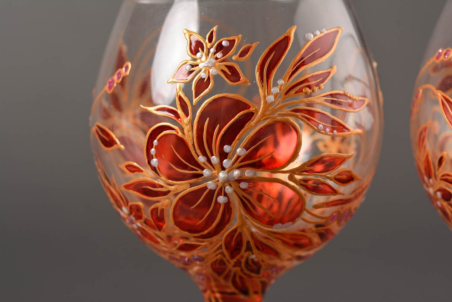 Verres à vin Vaisselle design fait main 2 pièces Art de table avec peinture photo 5