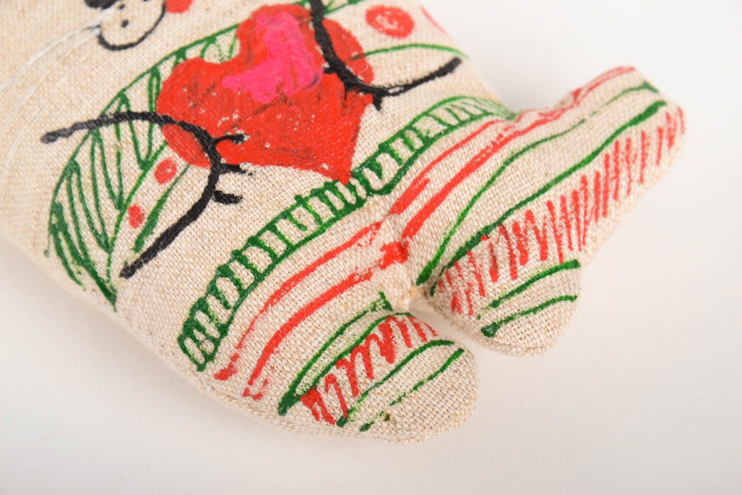 Handmade Kuscheltier Katze mit Herzen Stoff Spielzeug Geschenk für Kinder  foto 6