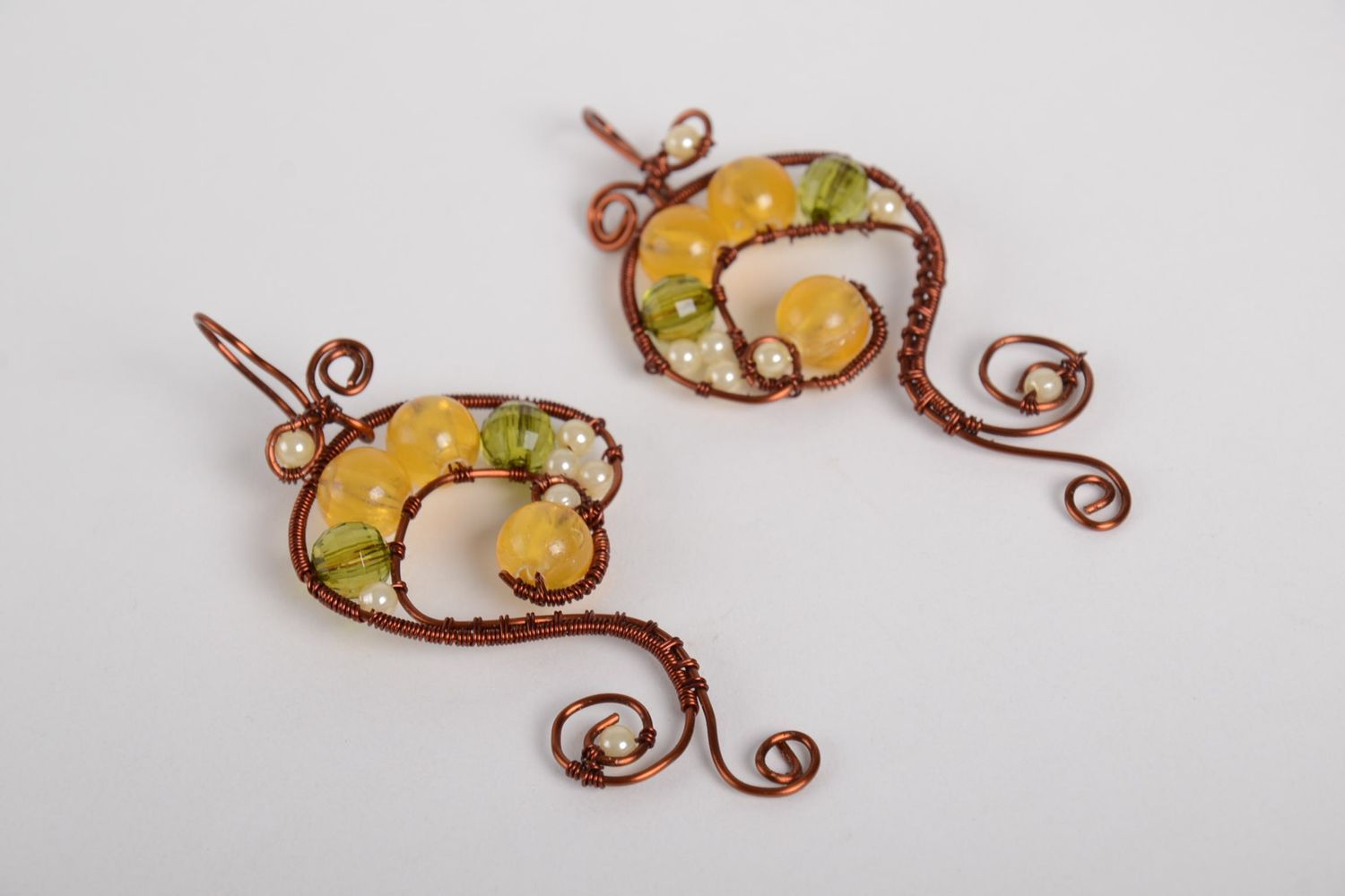 Draht Ohrringe handmade ausgefallener Ohrschmuck Kupfer Ohrringe gutes Geschenk foto 5