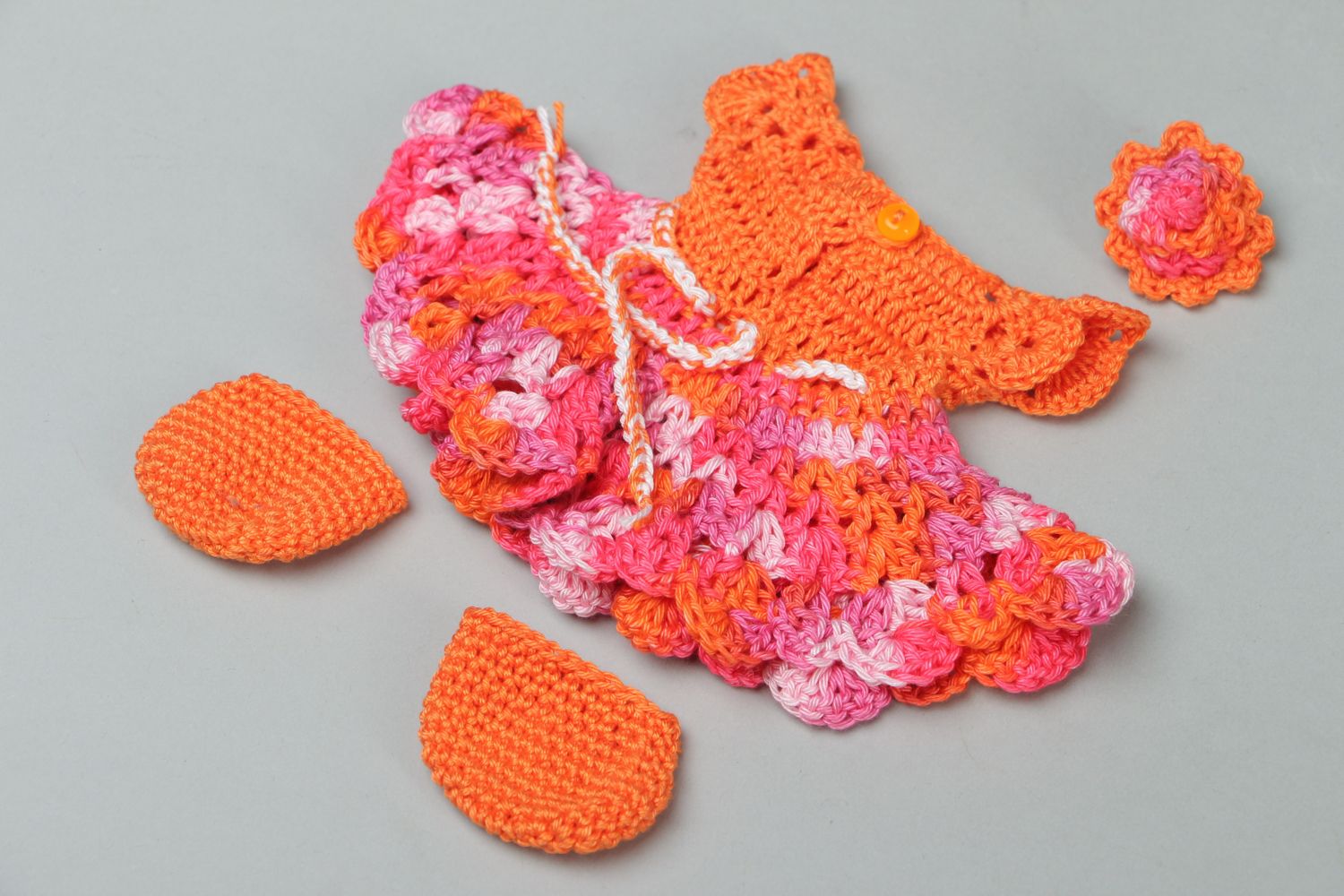 Bright crochet doll clothes photo 3