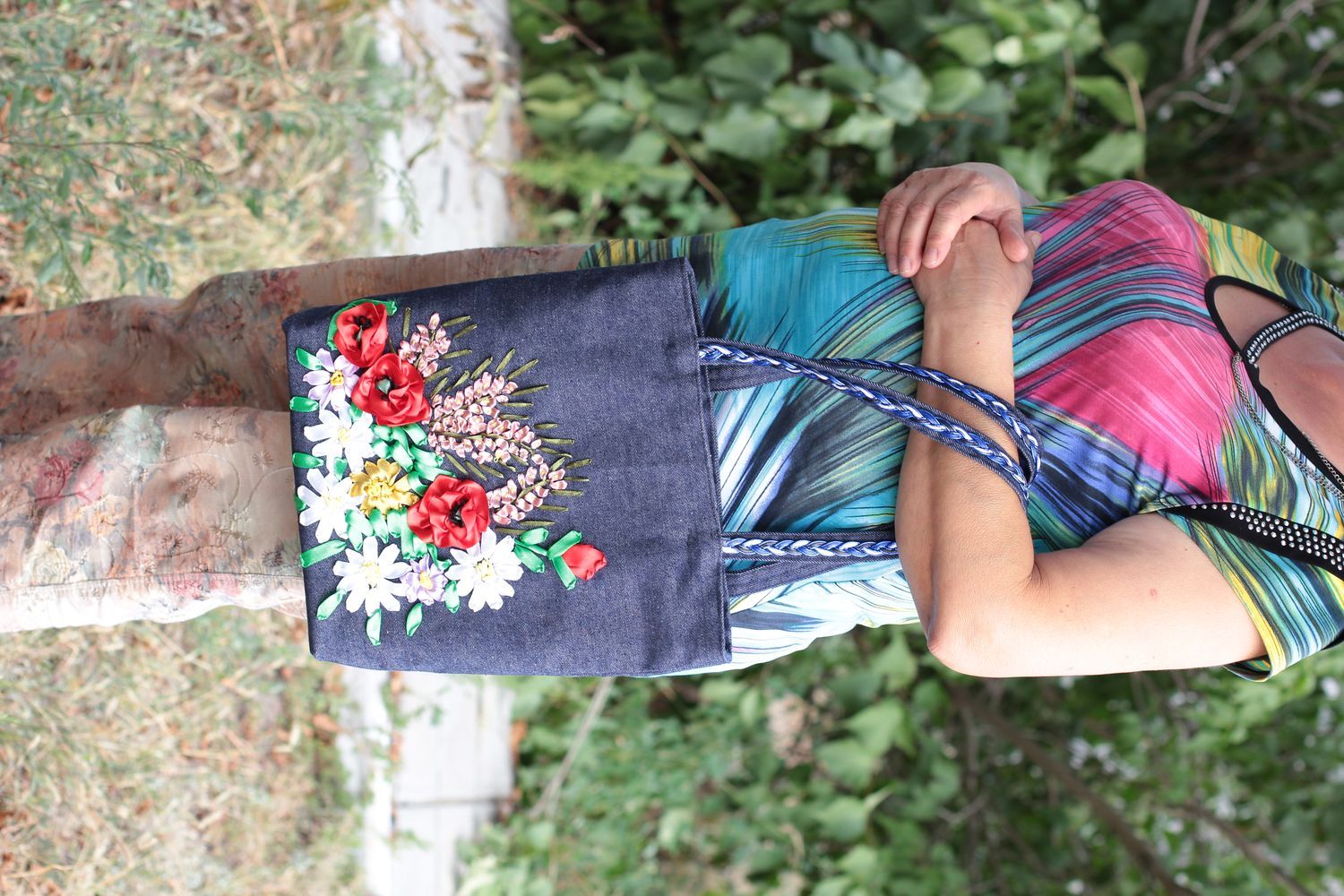 Handmade embroidered summer bag stylish shoulder bag designer blue bag photo 5
