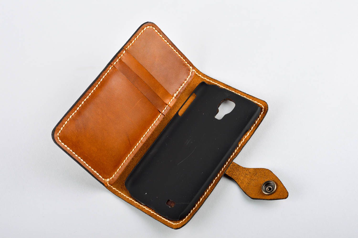 Чехол на телефон хэнд мэйд аксессуар для смартфона кожаный чехол коричневый фото 5