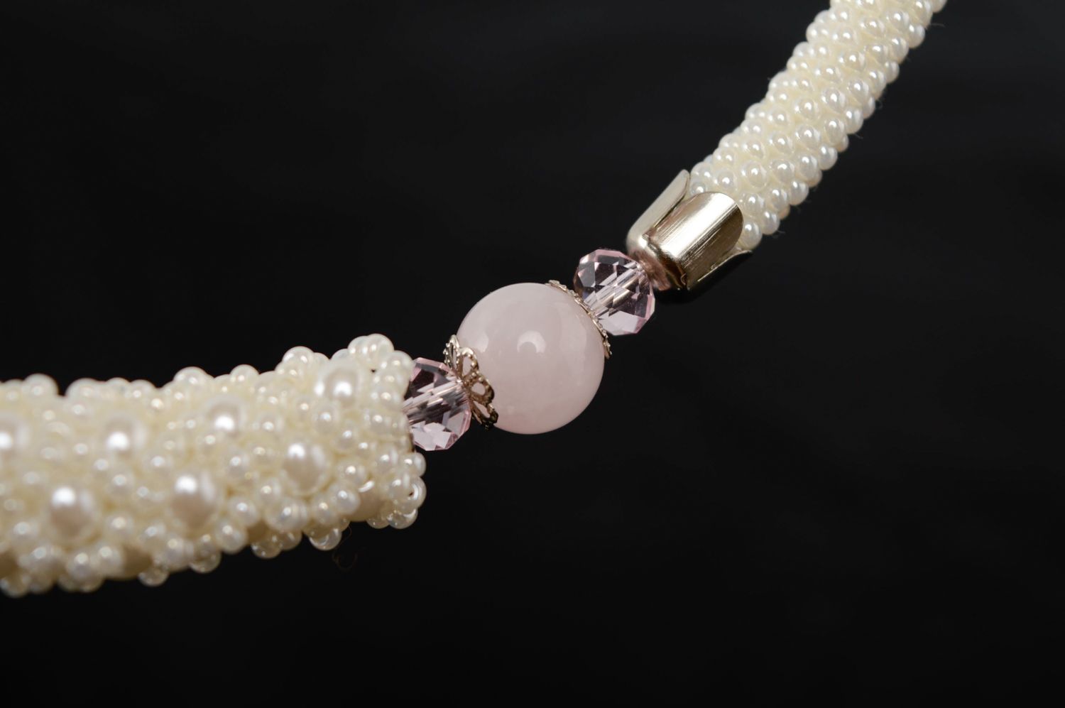 Collier spirale en perles de rocaille avec perles d'imitation fait main  photo 4