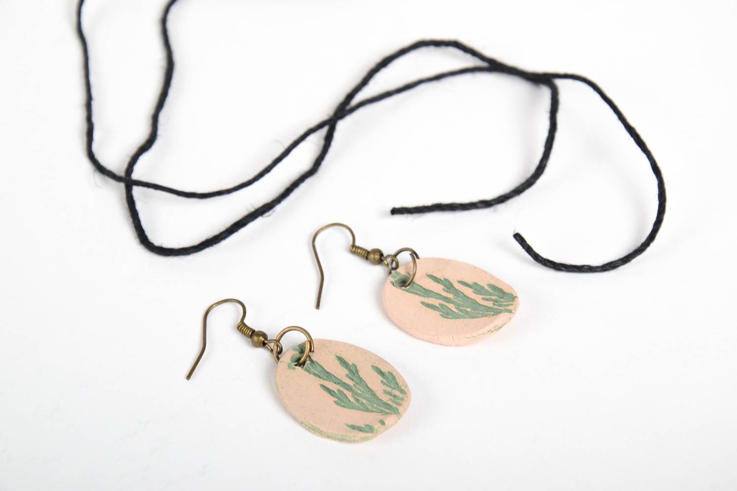 Stylish handmade dangling earrings unusual clay pendant accessories for girls photo 3