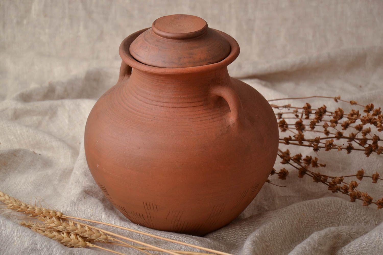 Handmade 45 oz clay lead-free baking pot gift kitchen pottery 3,5 lb photo 2