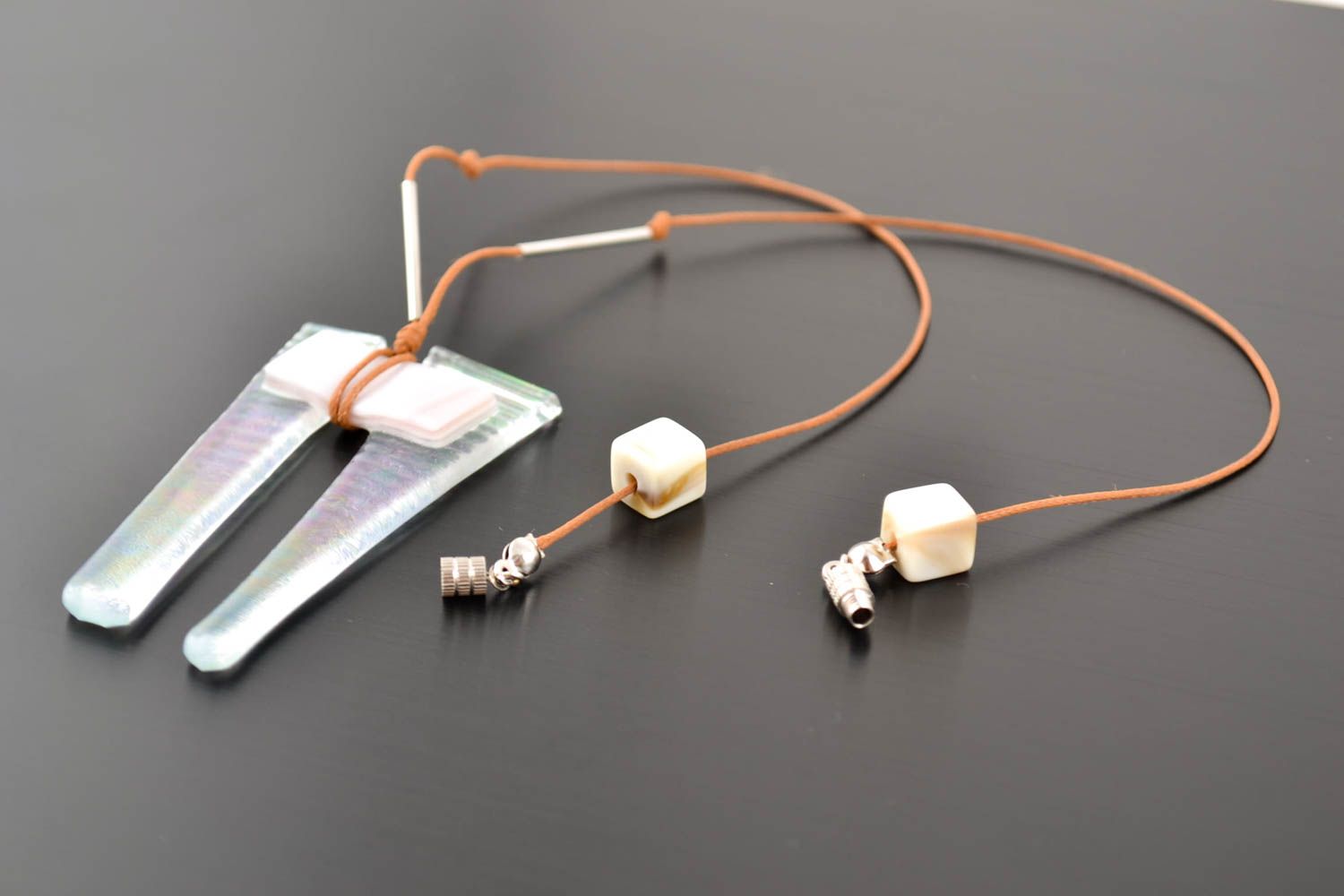 Handmade glass pendant glass bijouterie unusual accessory present for women photo 1