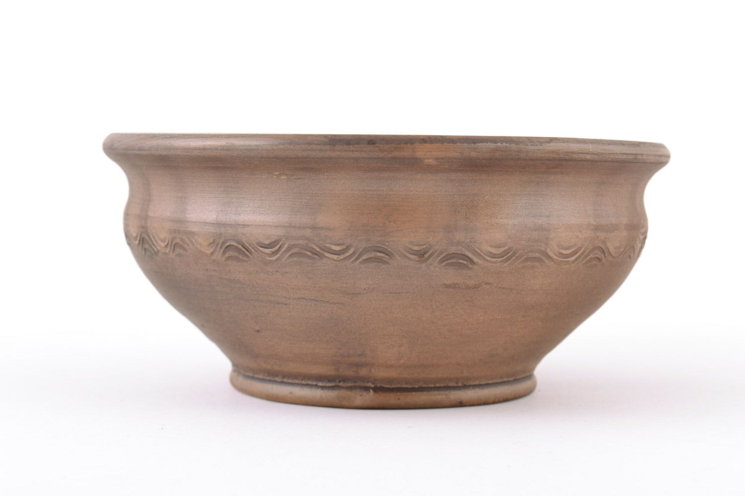 Clay handmade bowl 250 ml of brown color beautiful unusual eco friendly kitchen decor photo 2