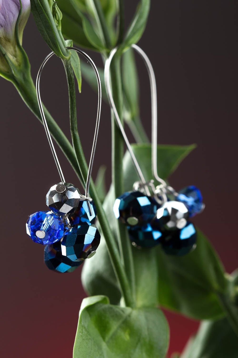 Handmade lange Ohrringe Juwelier Modeschmuck Geschenk für Frauen mit Kristallen foto 1