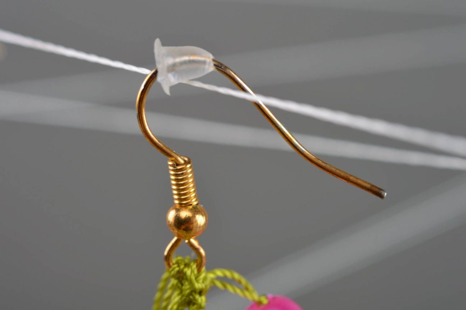 Beautiful handmade designer textile earrings with beads photo 3
