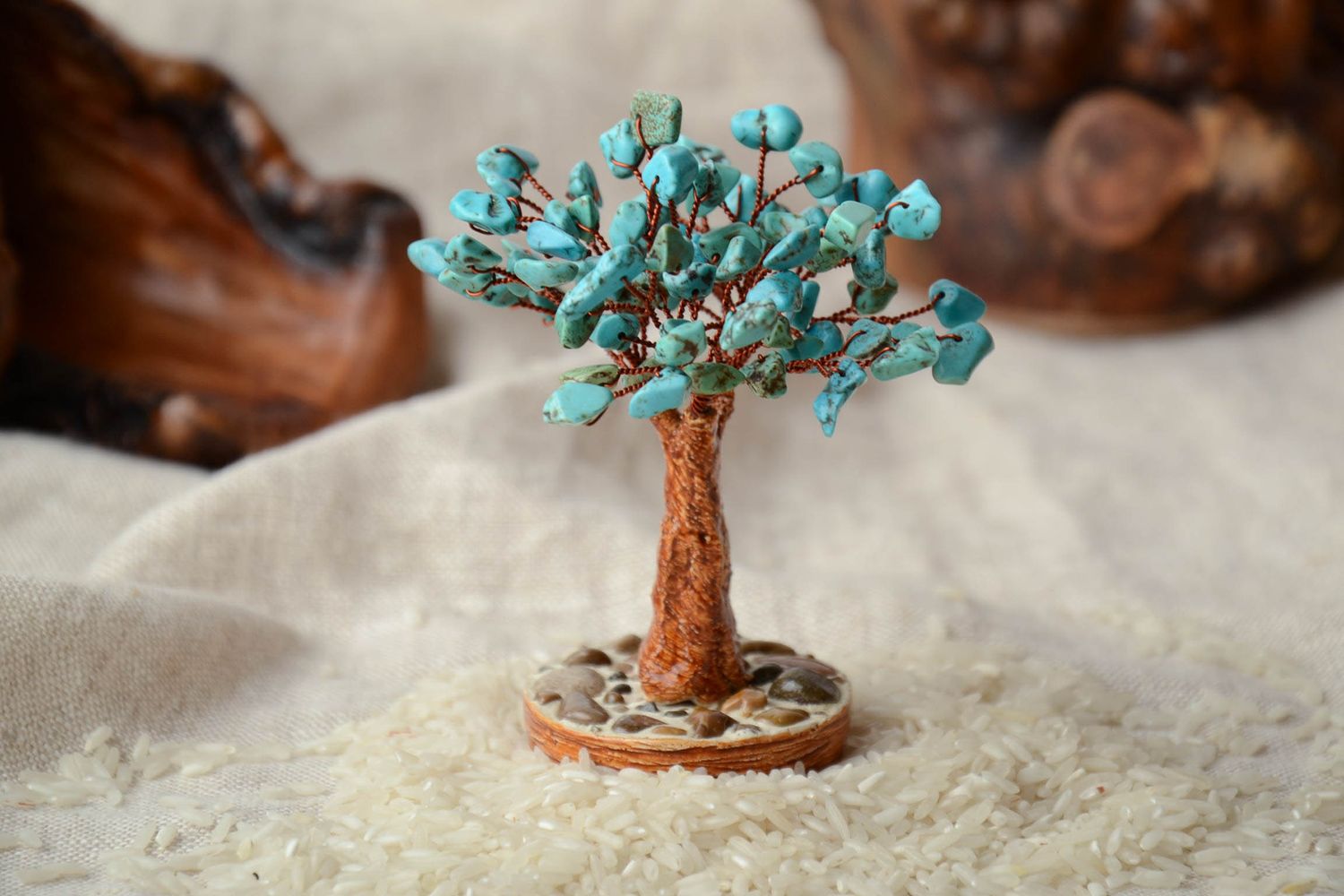 Natural gemstone bonsai with turquoise photo 1