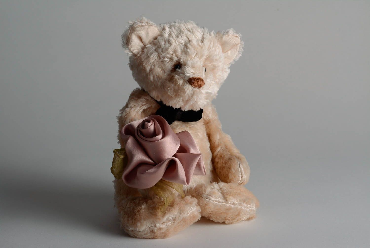 Handmade plush Bear with flower photo 1
