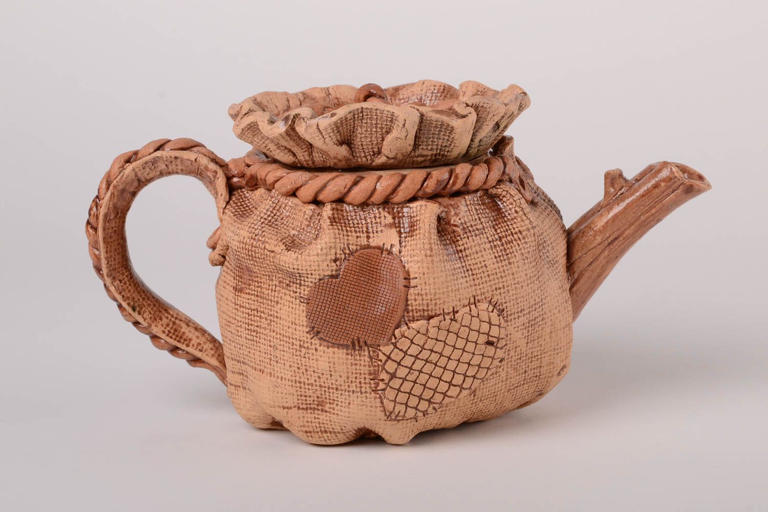 Beautiful handmade clay teapot stylized ceramic teapot pottery kitchenware photo 1