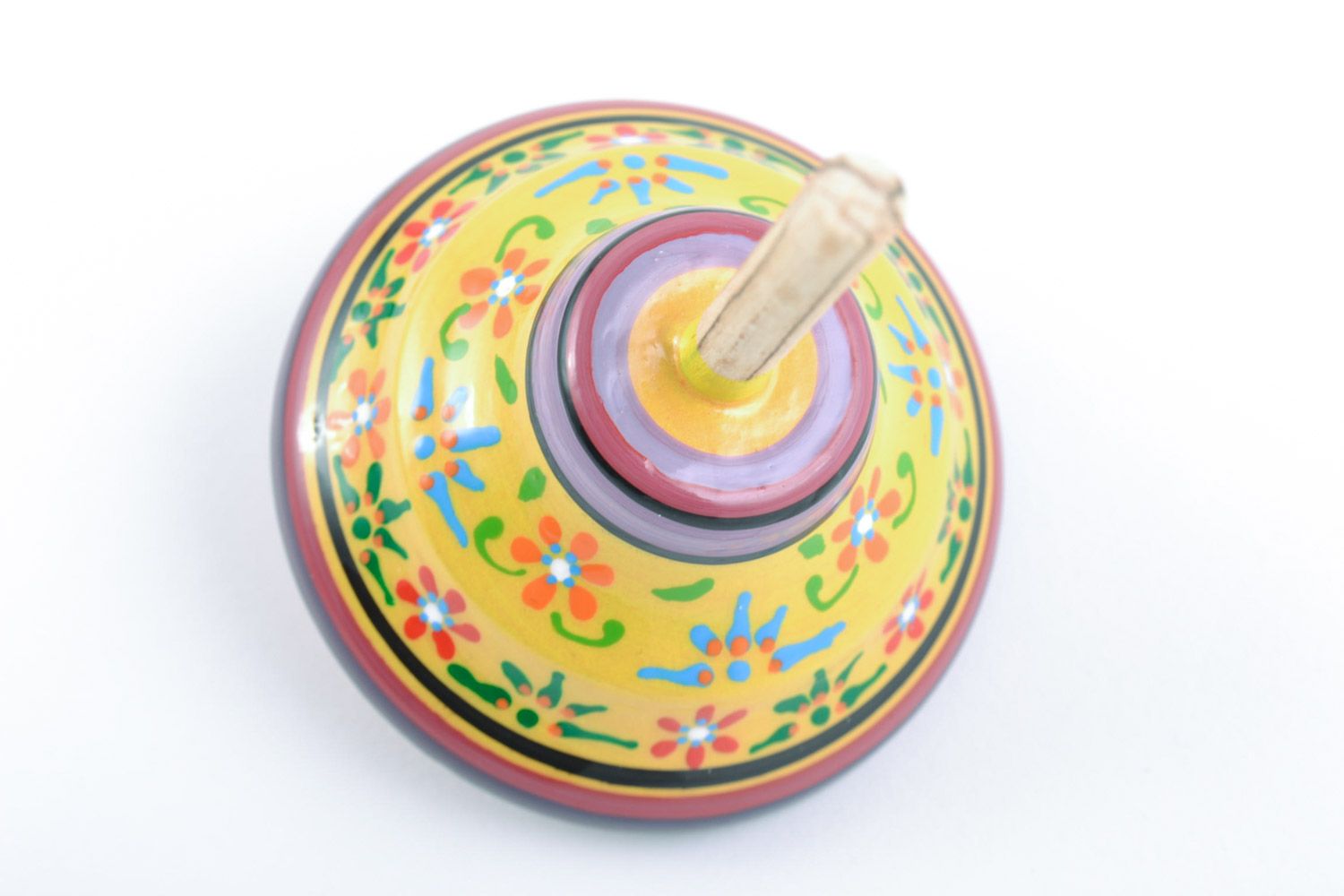 Cute handmade wooden painted spinning top for children eco-friendly toys for children photo 3