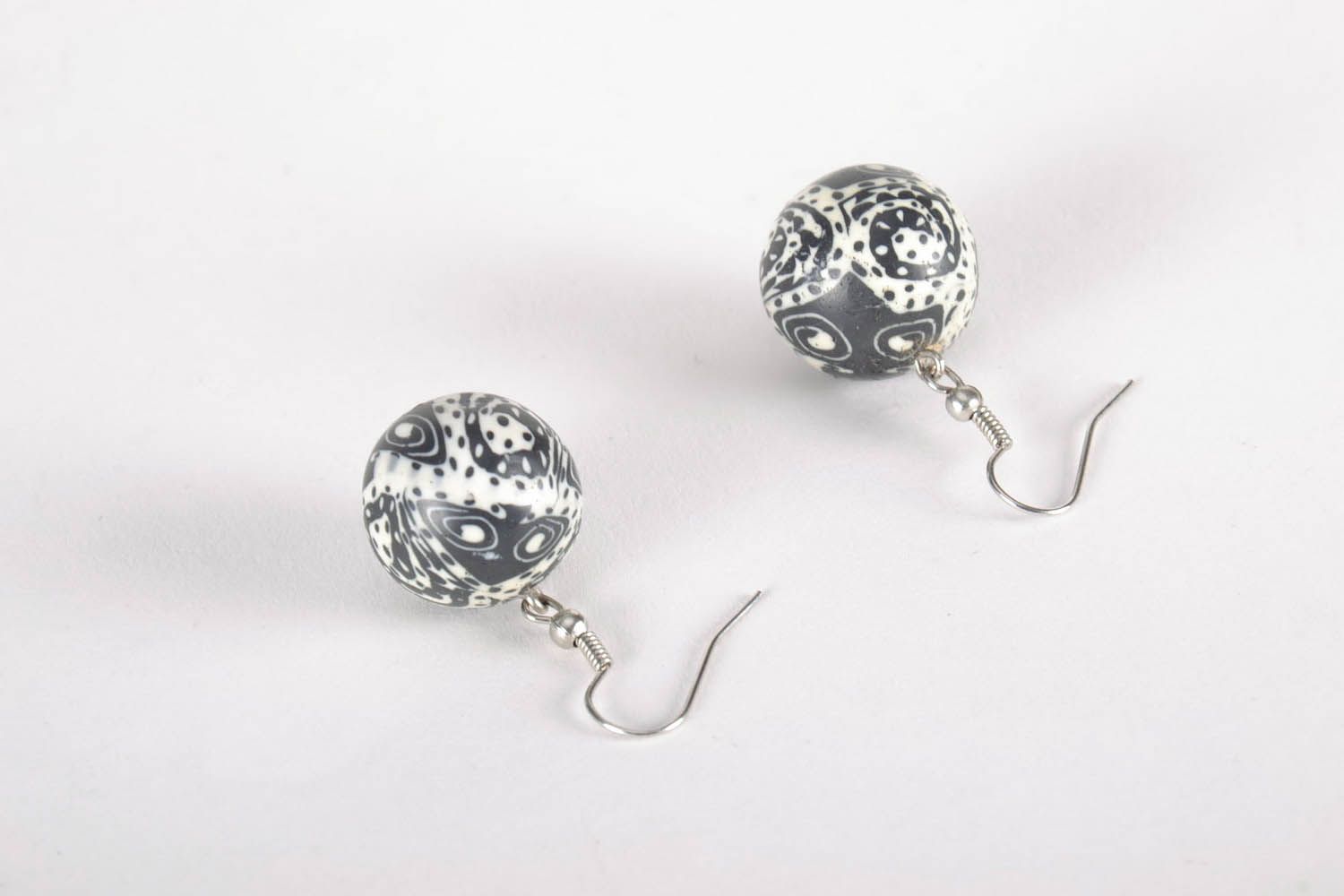 Ball-earrings made of polymer clay photo 1