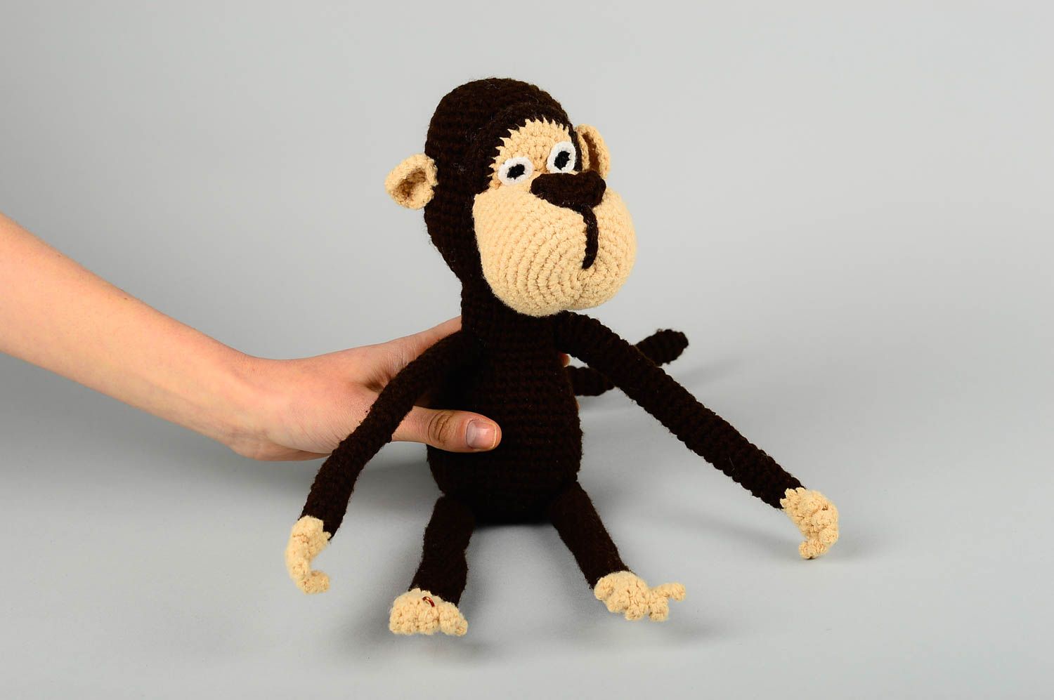 Jouet singe fait main Peluche tricot au crochet Décoration maison amusante photo 2