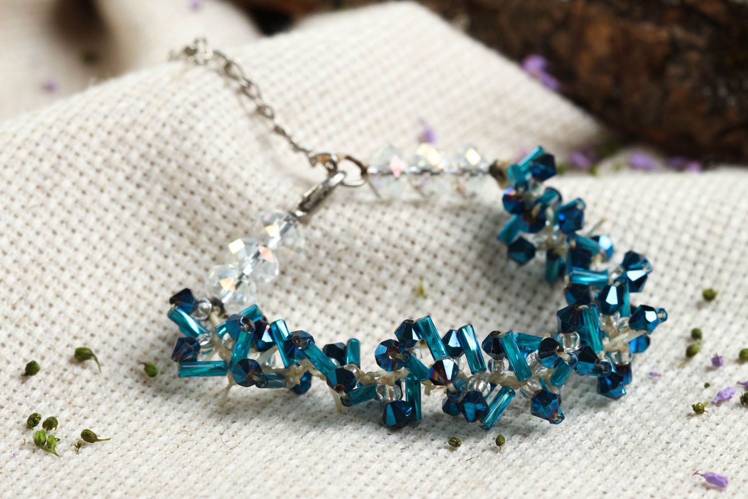 Bracelet perles rocailles cristal Bijou fait main Accessoire mode Cadeau femme photo 1