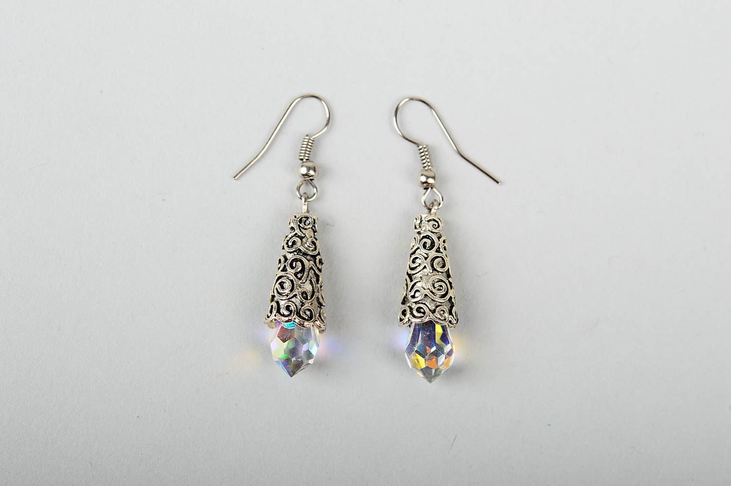 Unusual handmade metal earrings beaded earrings costume jewelry designs photo 1