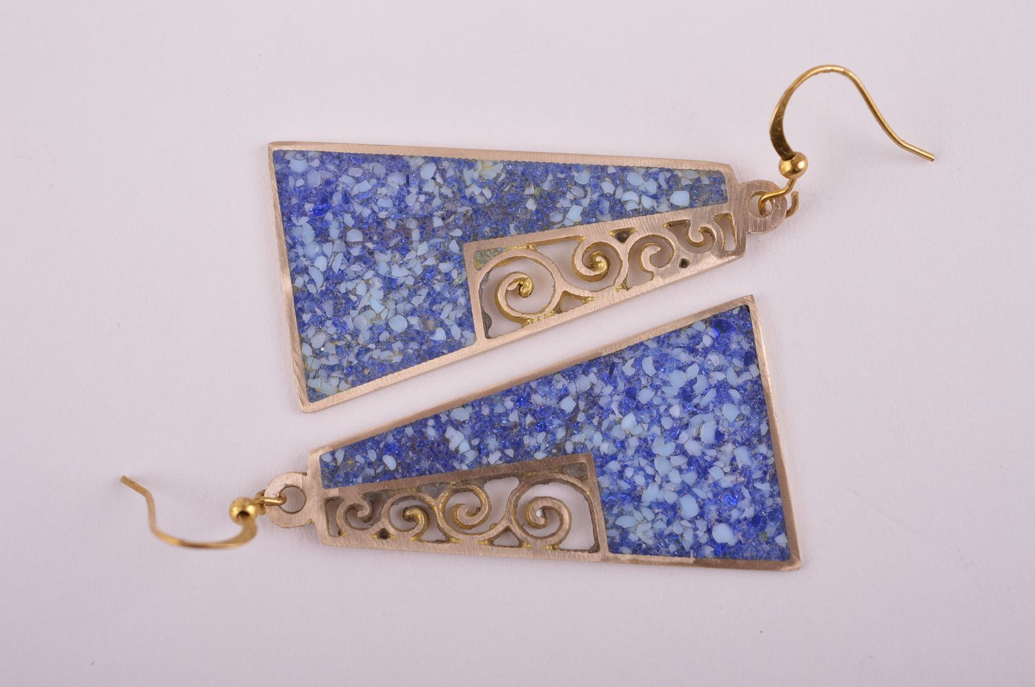 Handmade brass earrings metal earrings with beads gemstone earrings for girls photo 5